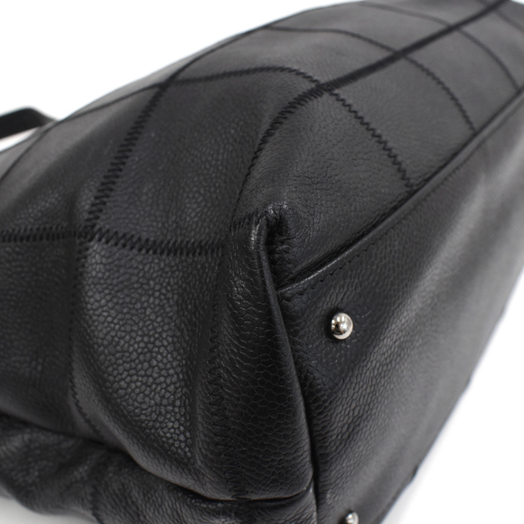 Chanel Chocolate Bar Large Tote Shoulder Bag Caviar Skin Leather Black - Picture 5 of 8